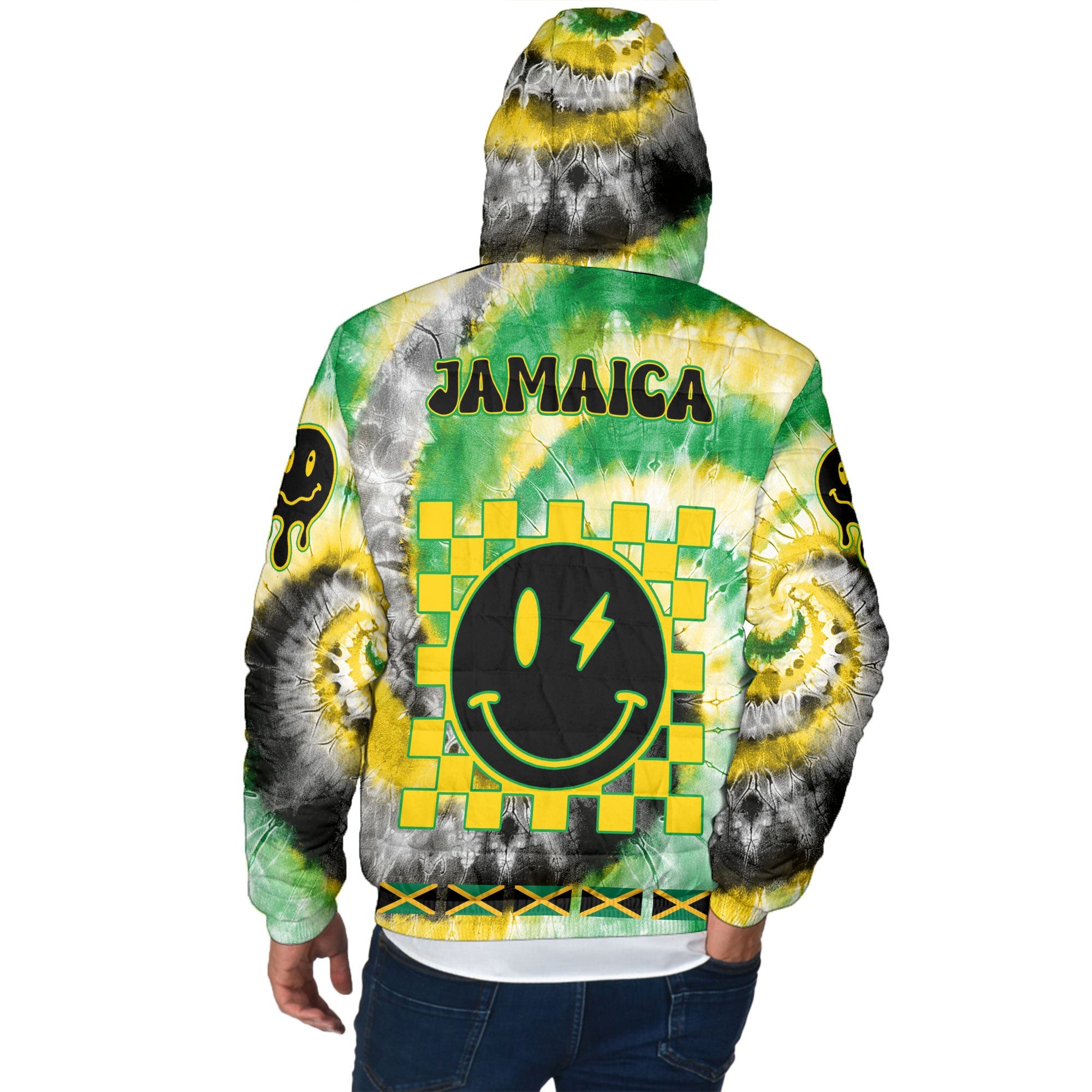 Jamaica Men Hooded Padded Jacket Custom Tie Dye Style 3