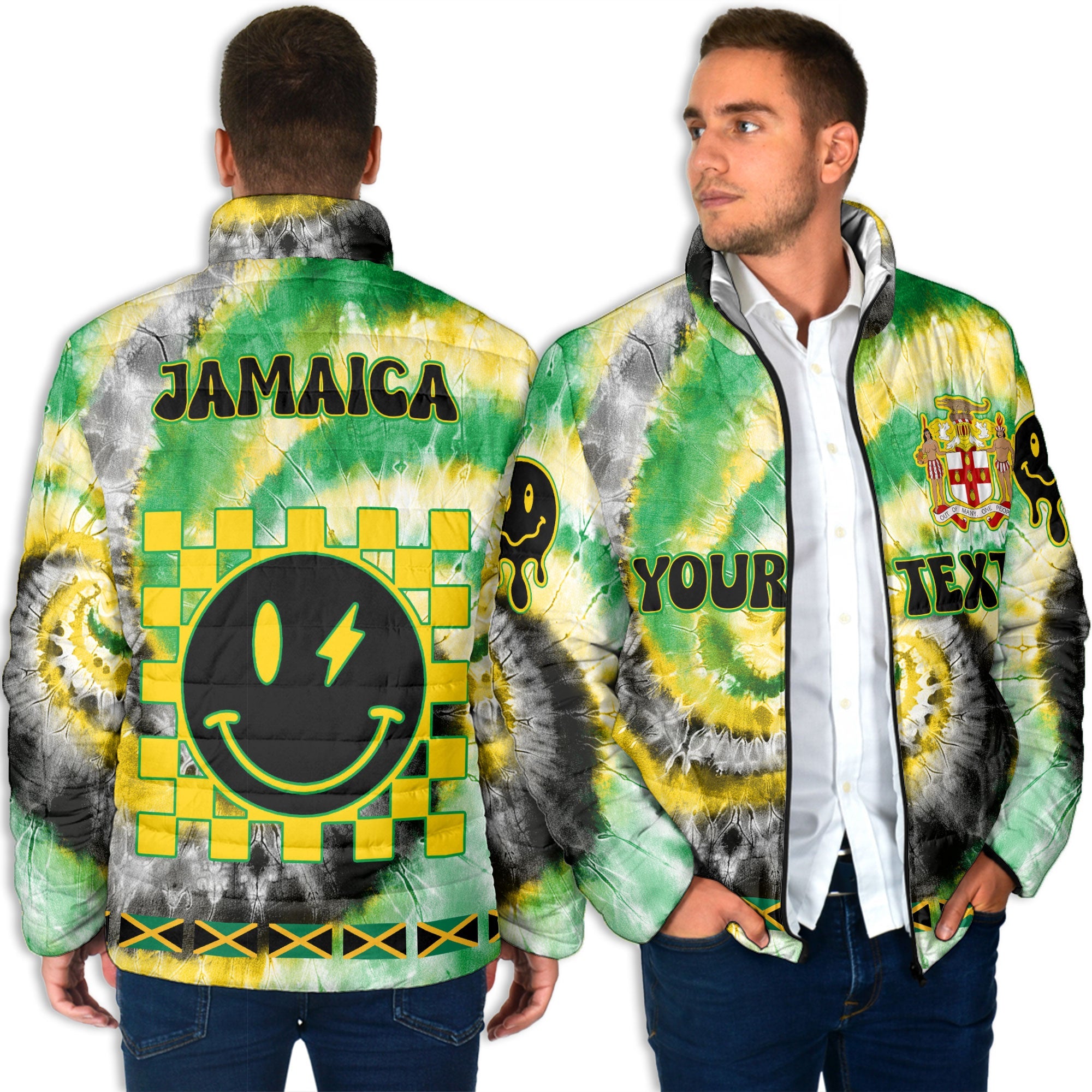 Jamaica Men Padded Jacket Custom Tie Dye Style 4