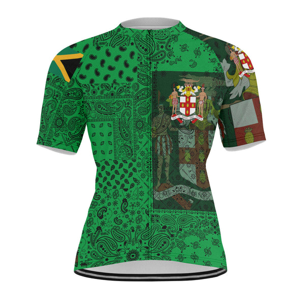 Jamaica Men Cycling Jersey Paisley Flag And Skull Style 1