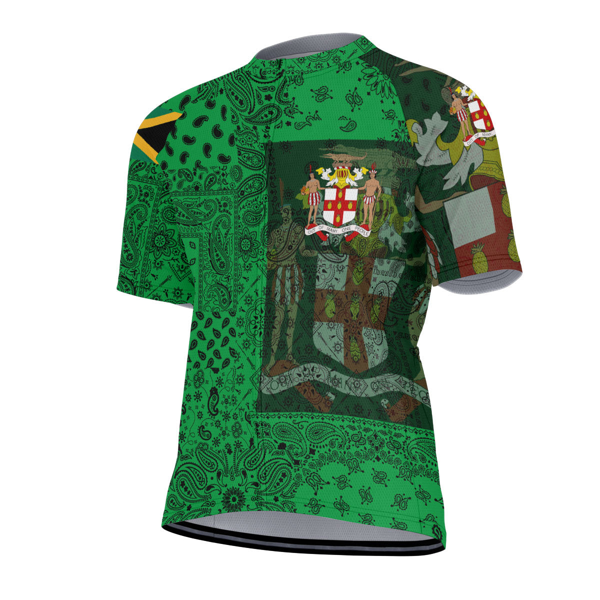 Jamaica Men Cycling Jersey Paisley Flag And Skull Style 2