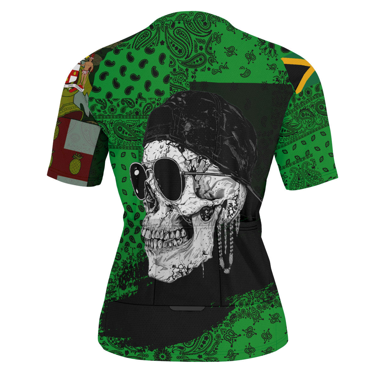 Jamaica Men Cycling Jersey Paisley Flag And Skull Style 3