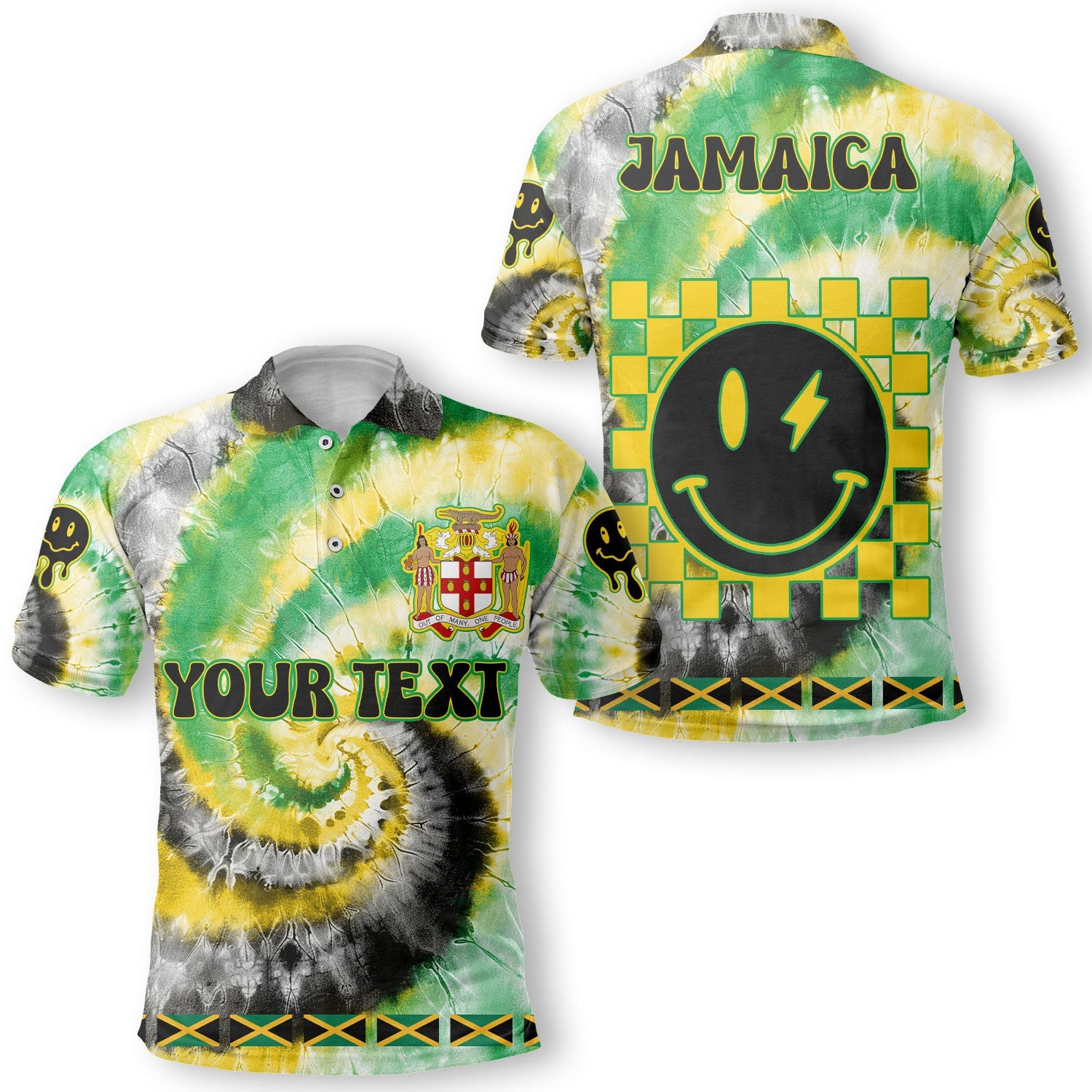 Jamaica Polo Shirt Custom Tie Dye Style 1