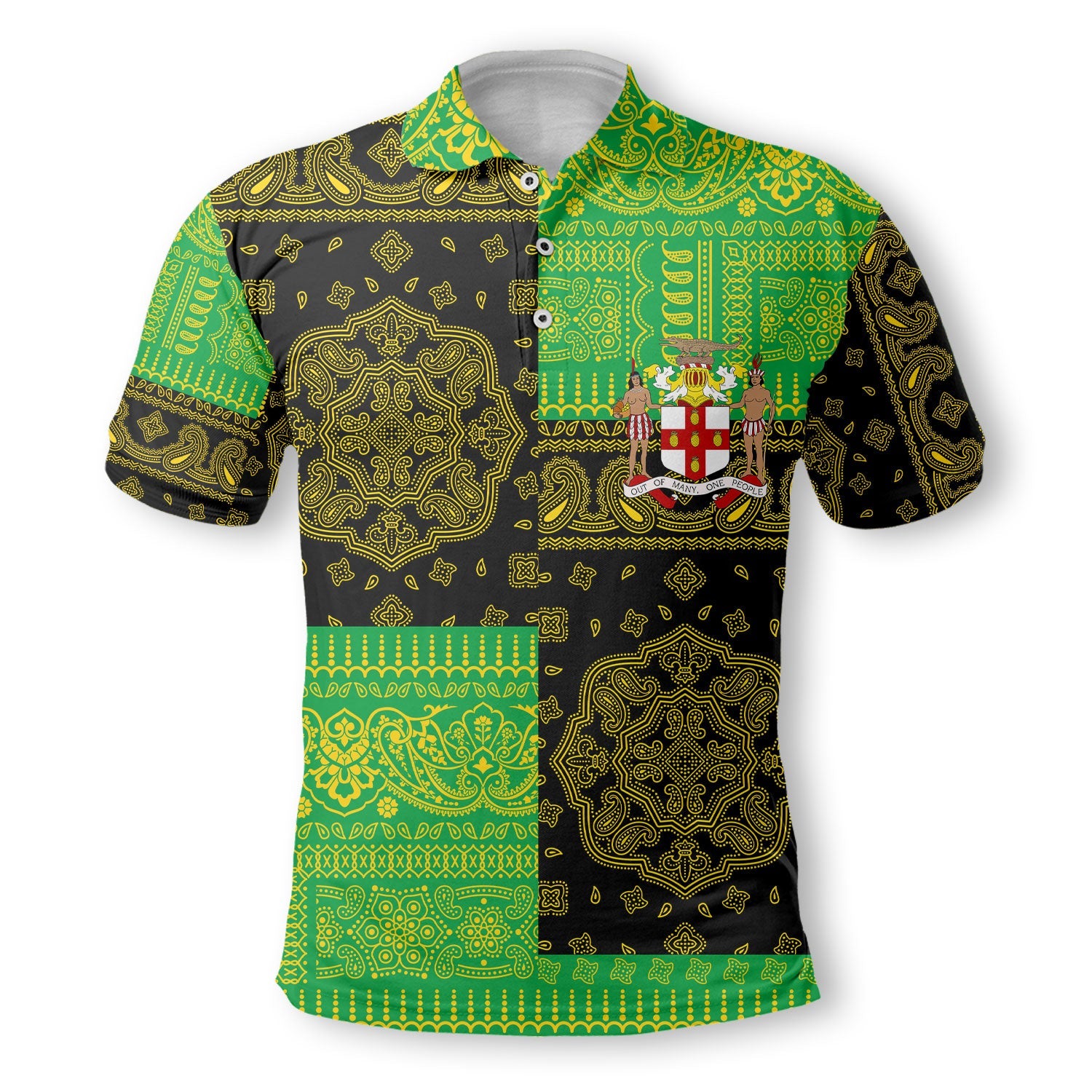 Jamaica Polo Shirt Flag And Paisley Basic Style 2