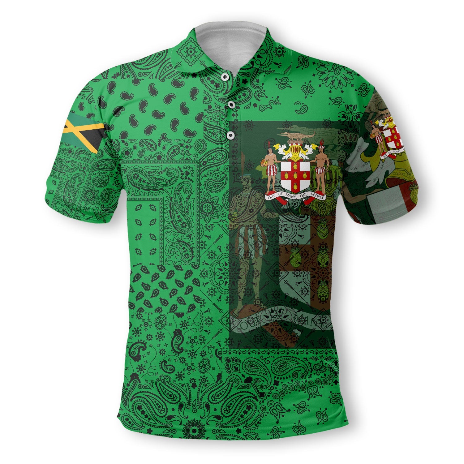 Jamaica Polo Shirt Paisley Flag And Skull Style 2