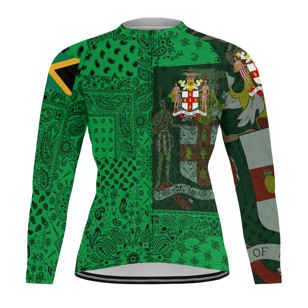 Jamaica Raglan Men Cycling Jersey Long Sleeve Paisley Flag And Skull Style 1