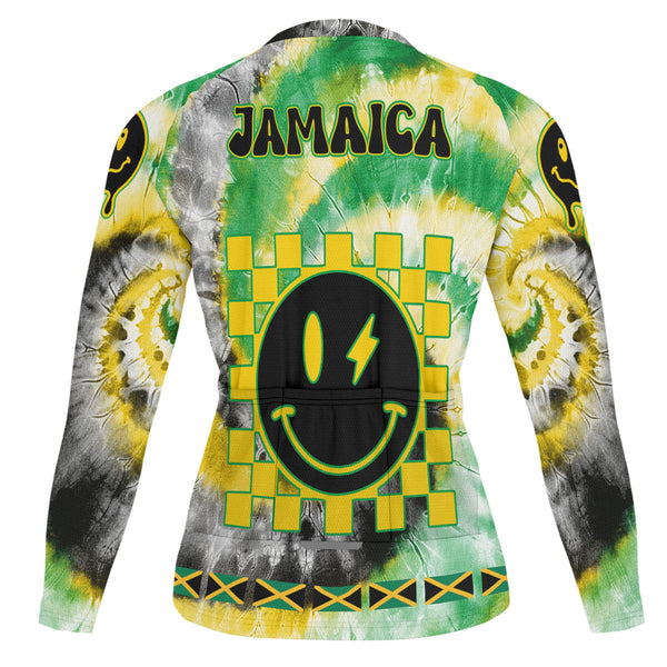 Jamaica Raglan Men Cycling Jersey Long Sleeve Custom Tie Dye Style 1