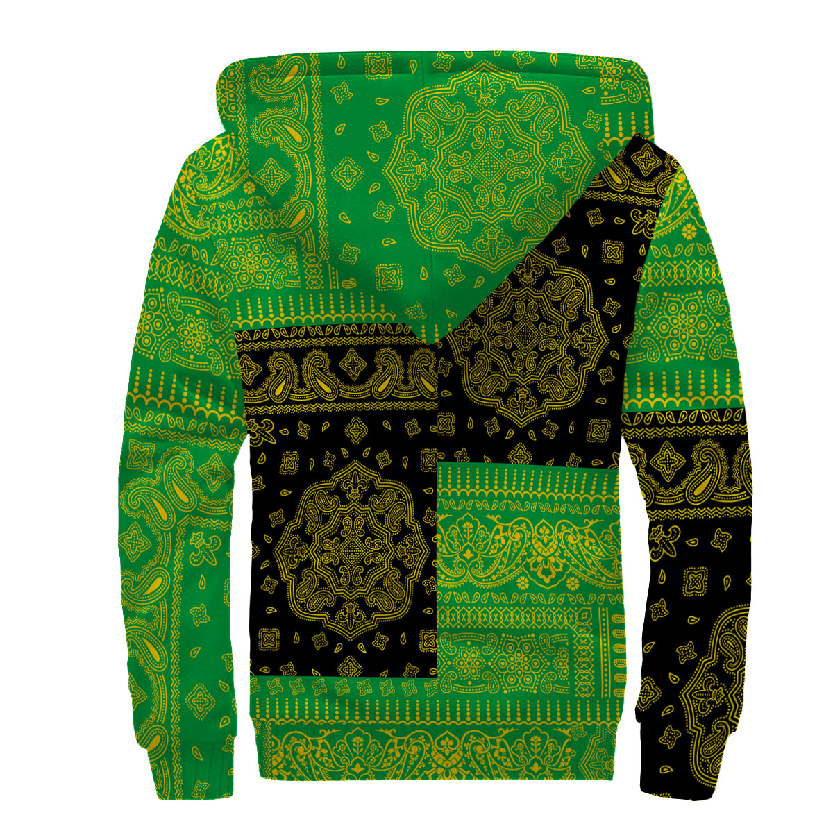 Jamaica Sherpa Hoodie Flag And Paisley Basic Style 2