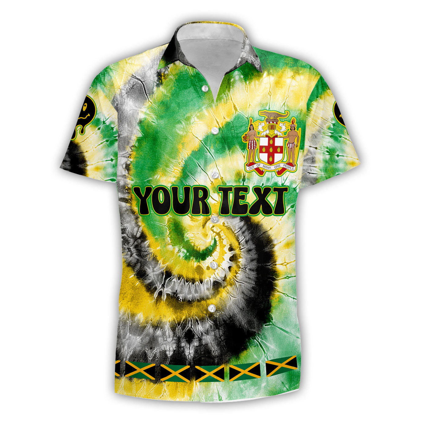 Jamaica Short Sleeve Shirt Custom Tie Dye Style 1