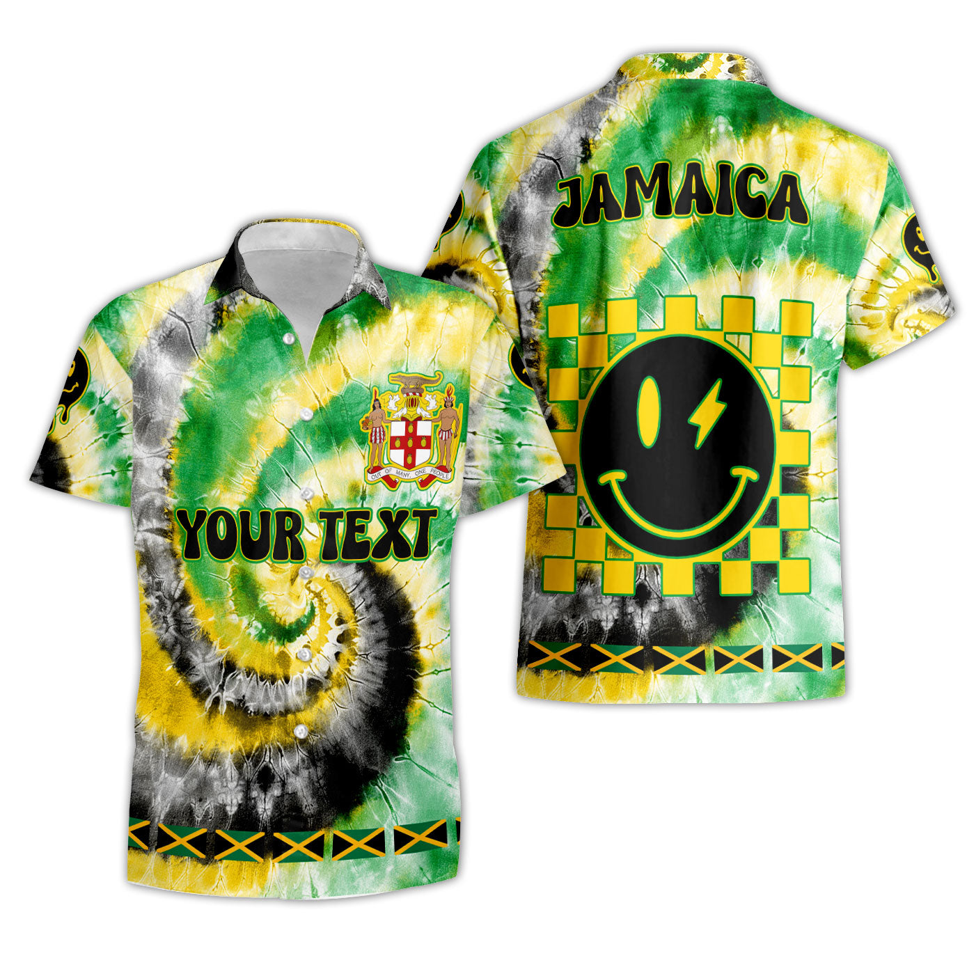 Jamaica Short Sleeve Shirt Custom Tie Dye Style 3