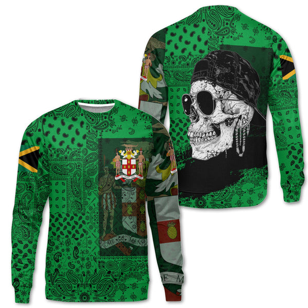 Jamaica Sweatshirt Paisley Flag And Skull Style 1