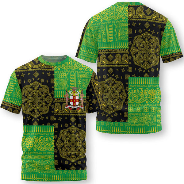 Jamaica T Shirt Flag And Paisley Basic Style 1