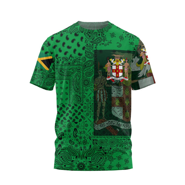 Jamaica T Shirt Paisley Flag And Skull Style 1