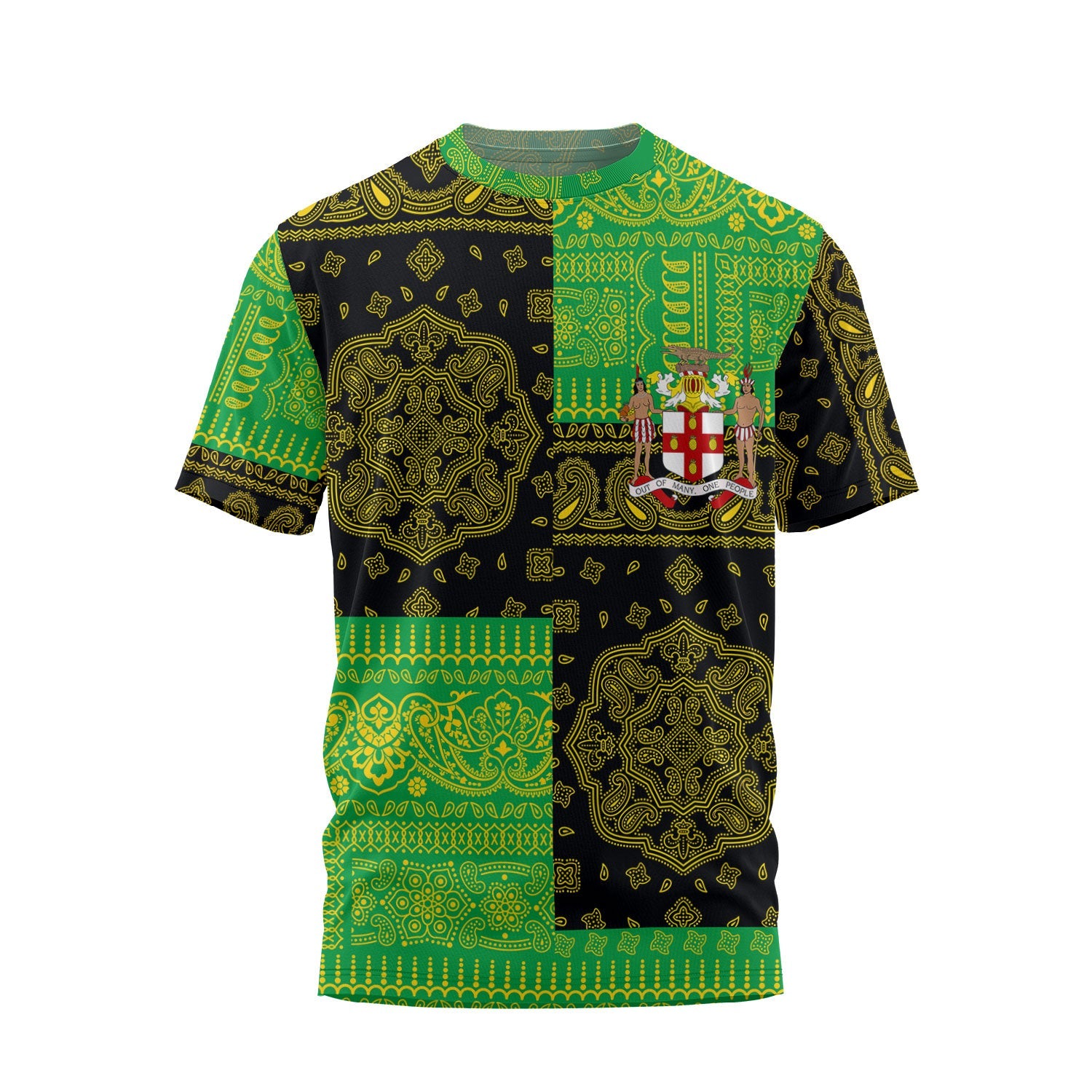 Jamaica T Shirt Flag And Paisley Basic Style 2