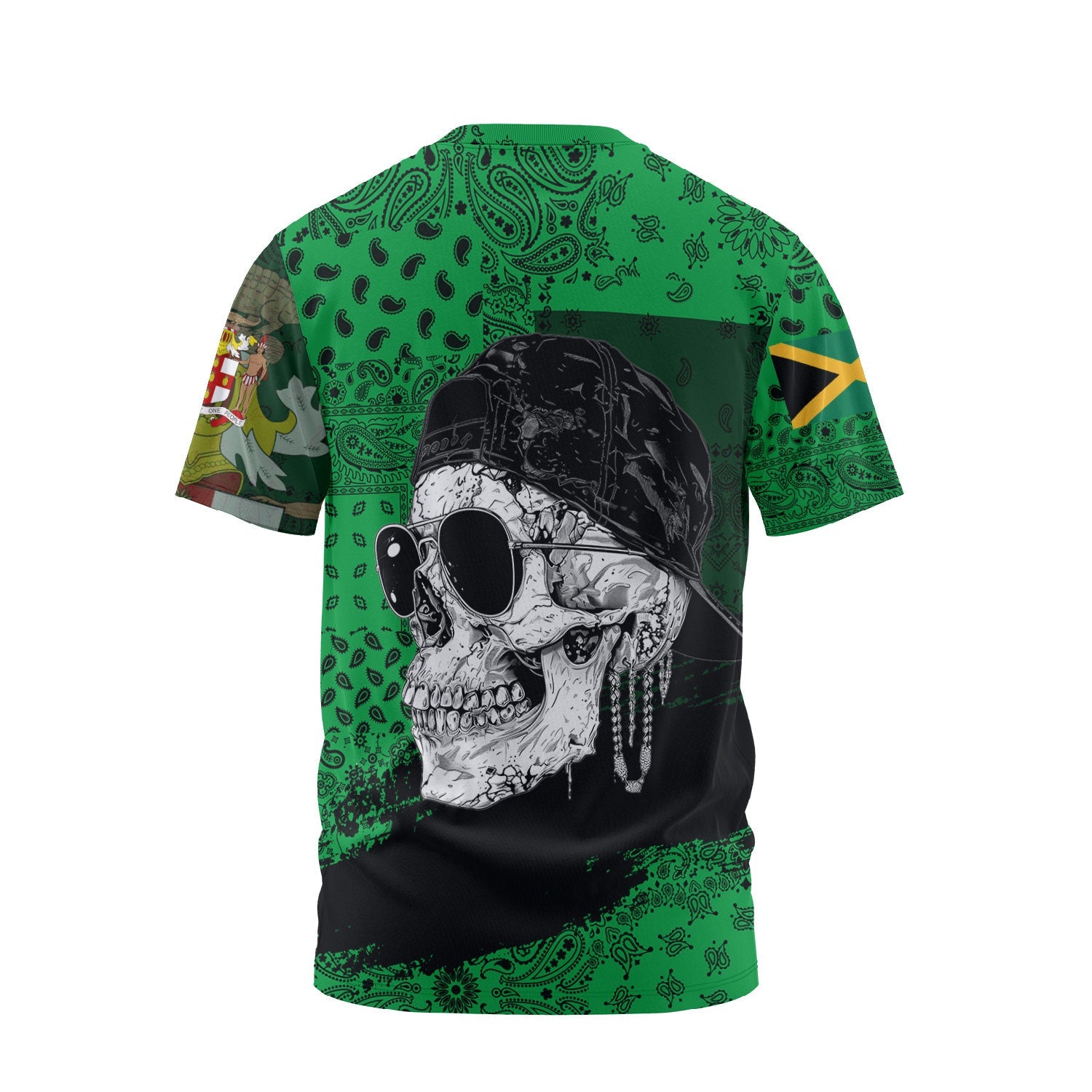 Jamaica T Shirt Paisley Flag And Skull Style 2