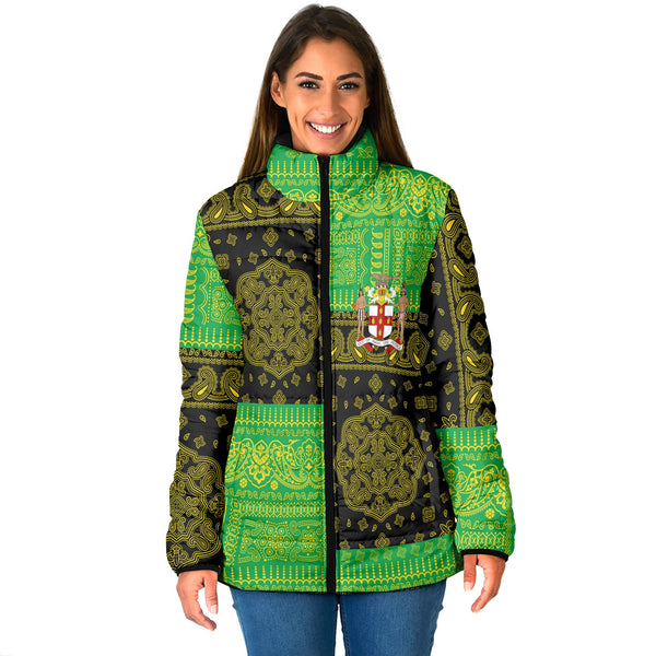 Jamaica Women Padded Jacket Flag And Paisley Basic Style 1