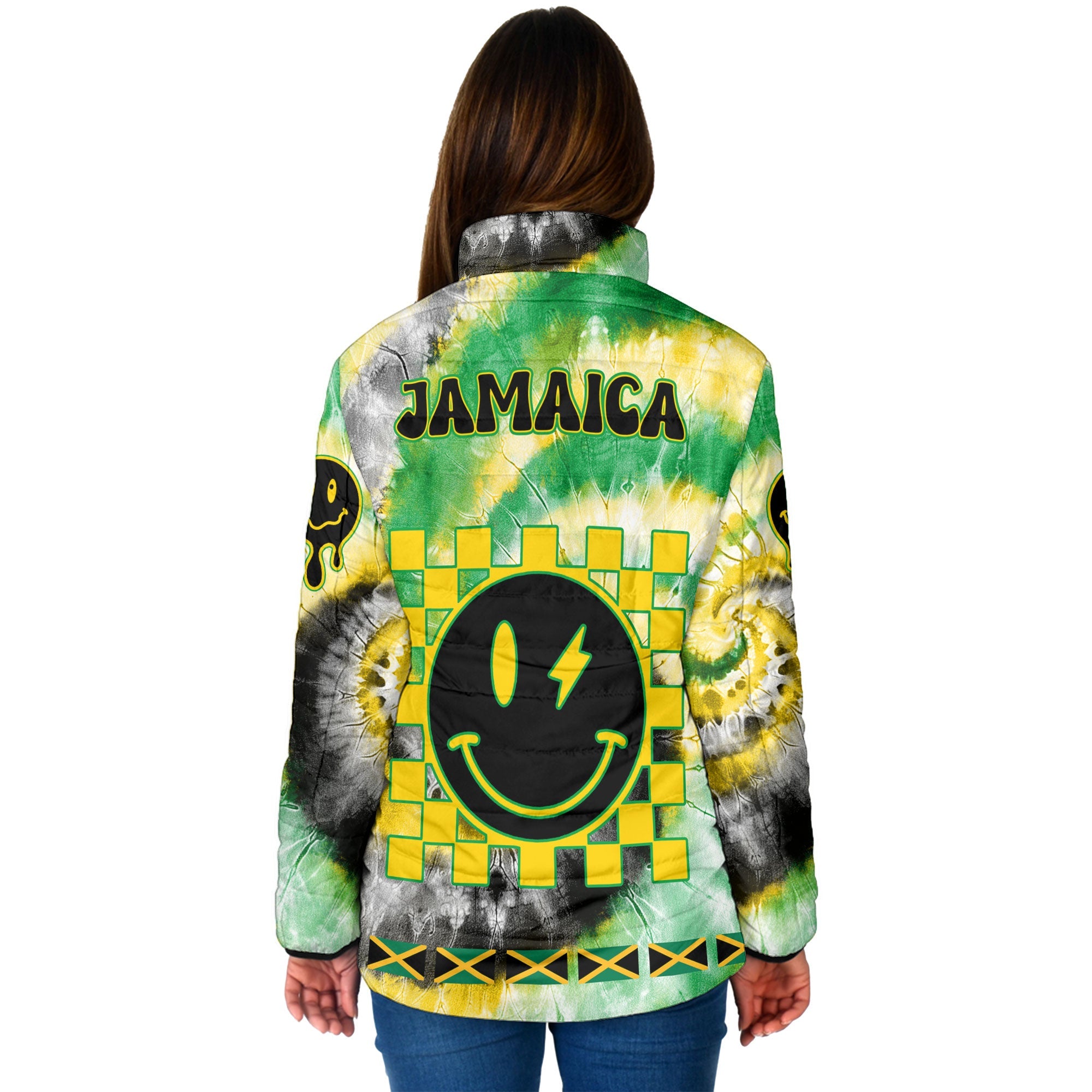 Jamaica Women Padded Jacket Custom Tie Dye Style 2