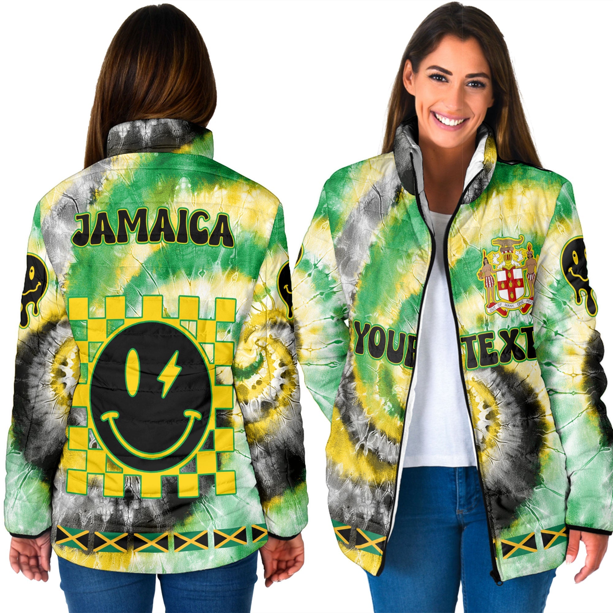 Jamaica Women Padded Jacket Custom Tie Dye Style 3