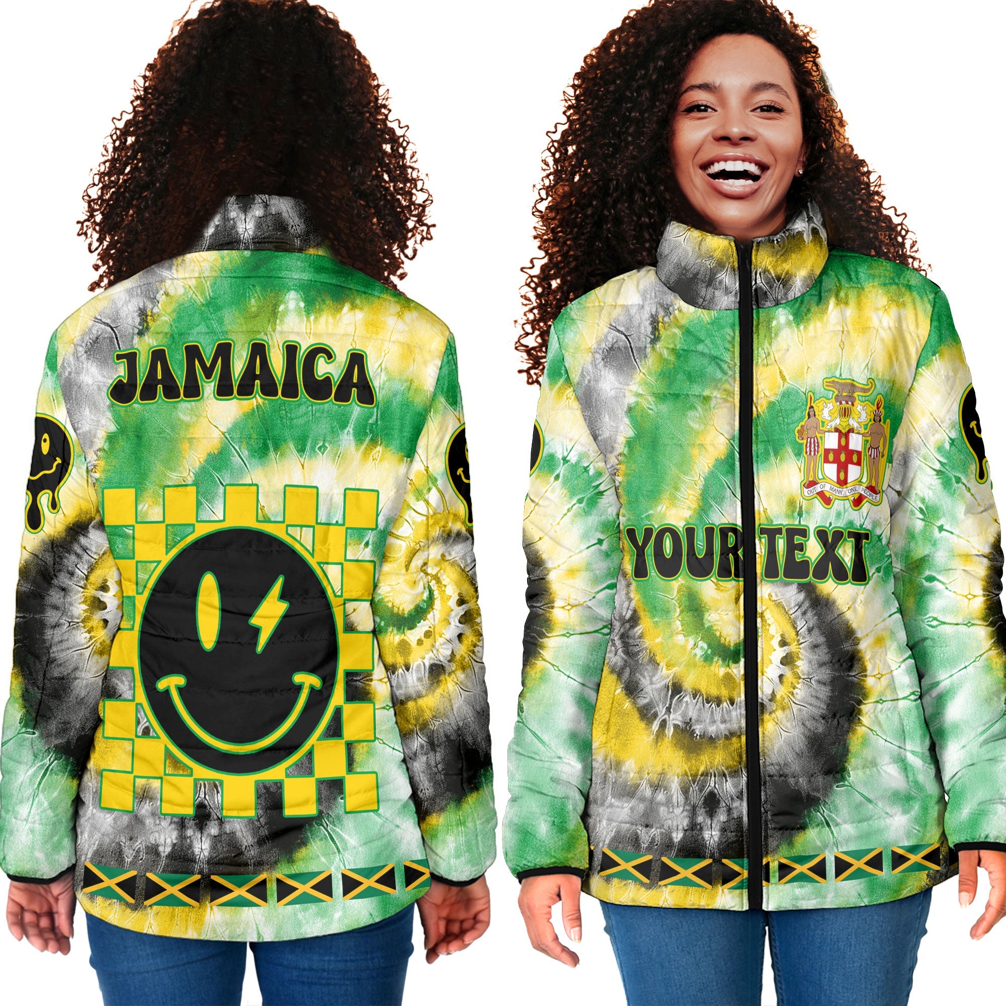 Jamaica Women Padded Jacket Custom Tie Dye Style 4