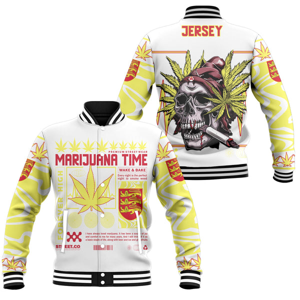 Jersey Baseball Jacket Flag & Coat Of Arms Marijuanas Style