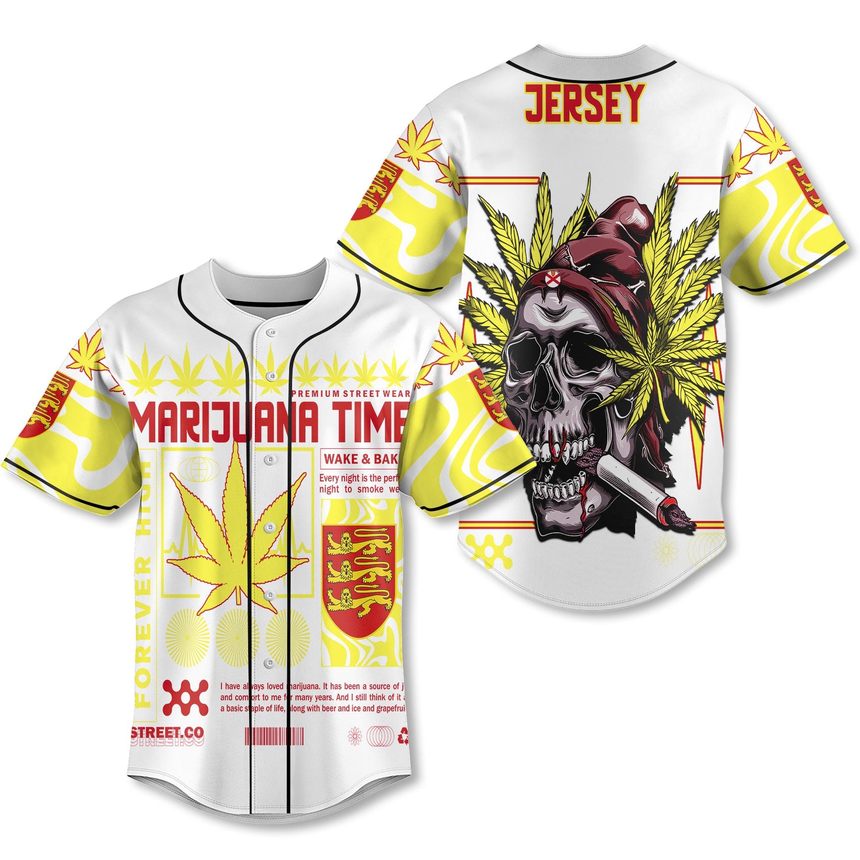 Jersey Baseball Jersey Flag & Coat Of Arms Marijuanas Style