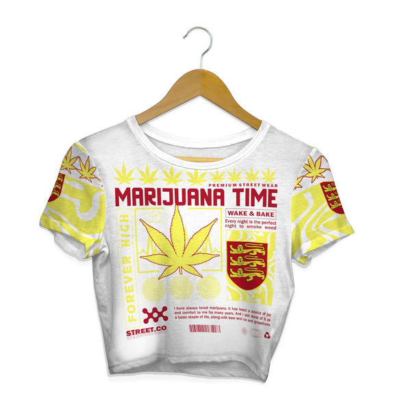 Jersey Crop Top T Shirt Flag & Coat Of Arms Marijuanas Style