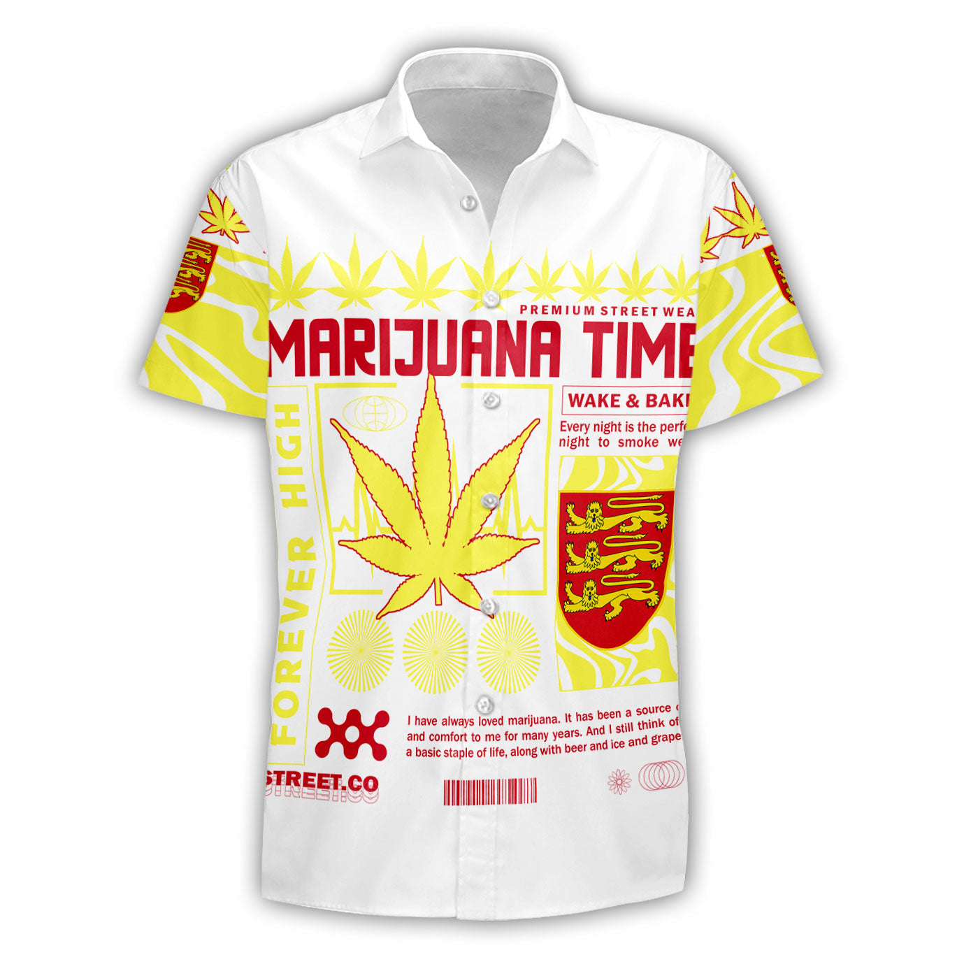 Jersey Short Sleeve Shirt Flag & Coat Of Arms Marijuanas Style