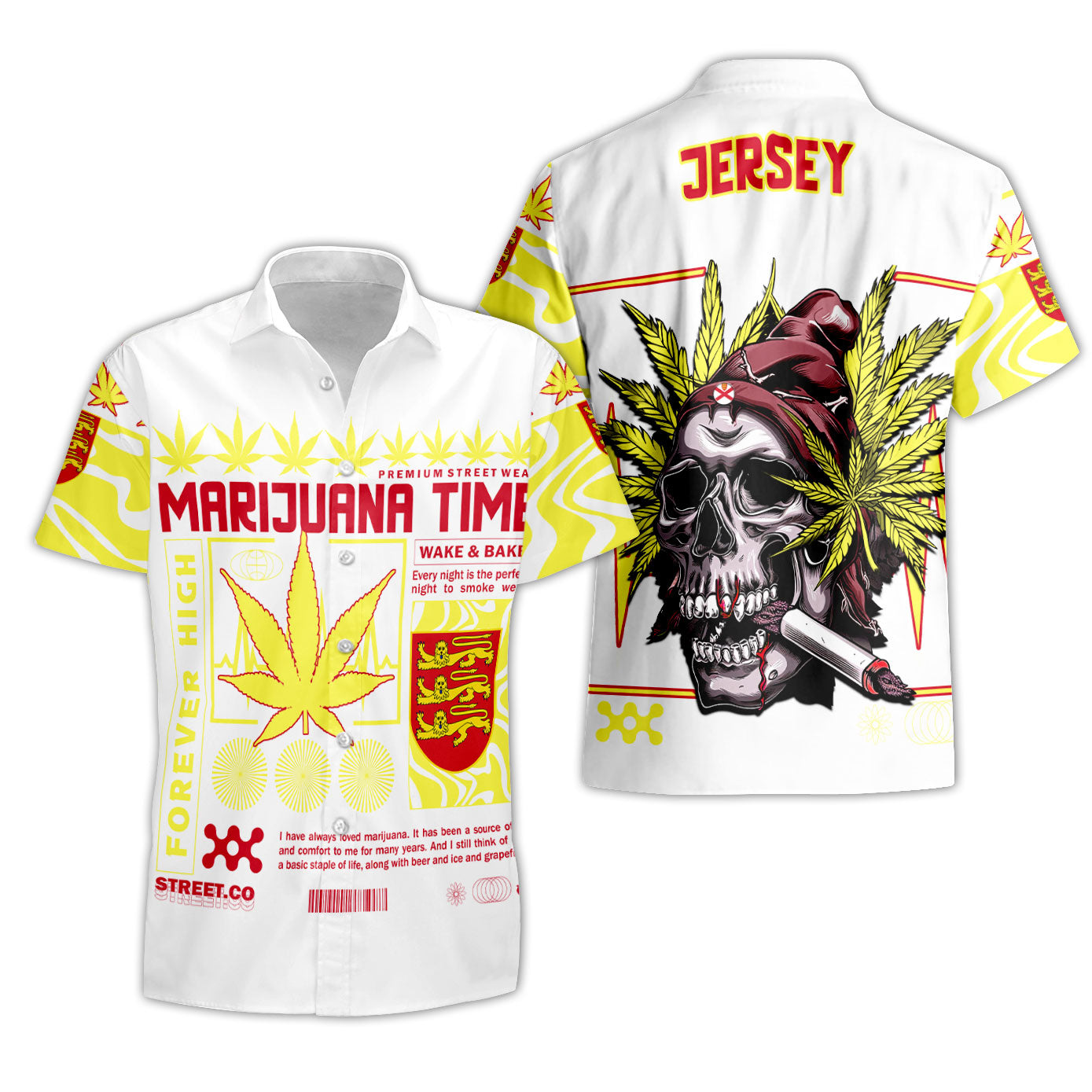 Jersey Short Sleeve Shirt Flag & Coat Of Arms Marijuanas Style