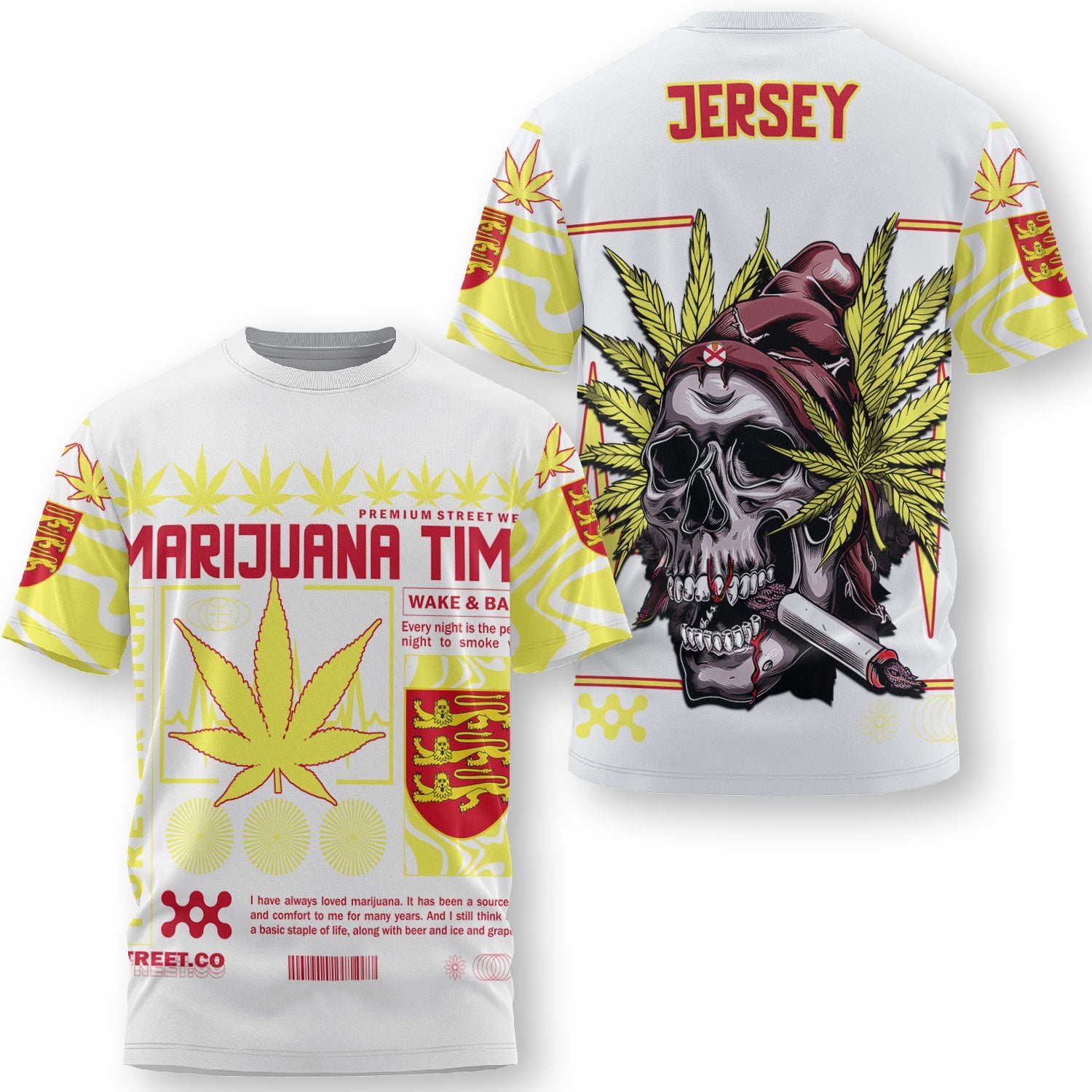 Jersey T Shirt Flag & Coat Of Arms Marijuanas Style