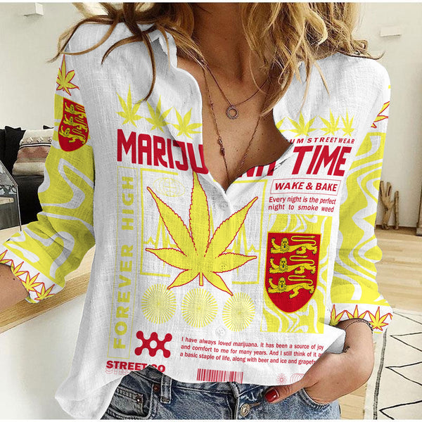 Jersey Women Casual Shirt Flag & Coat Of Arms Marijuanas Style