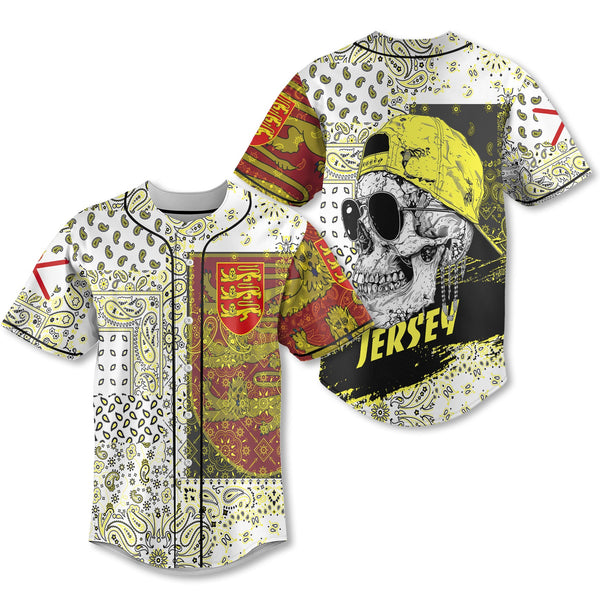 Jersey Baseball Jersey Paisley Flag And Skull Style 1