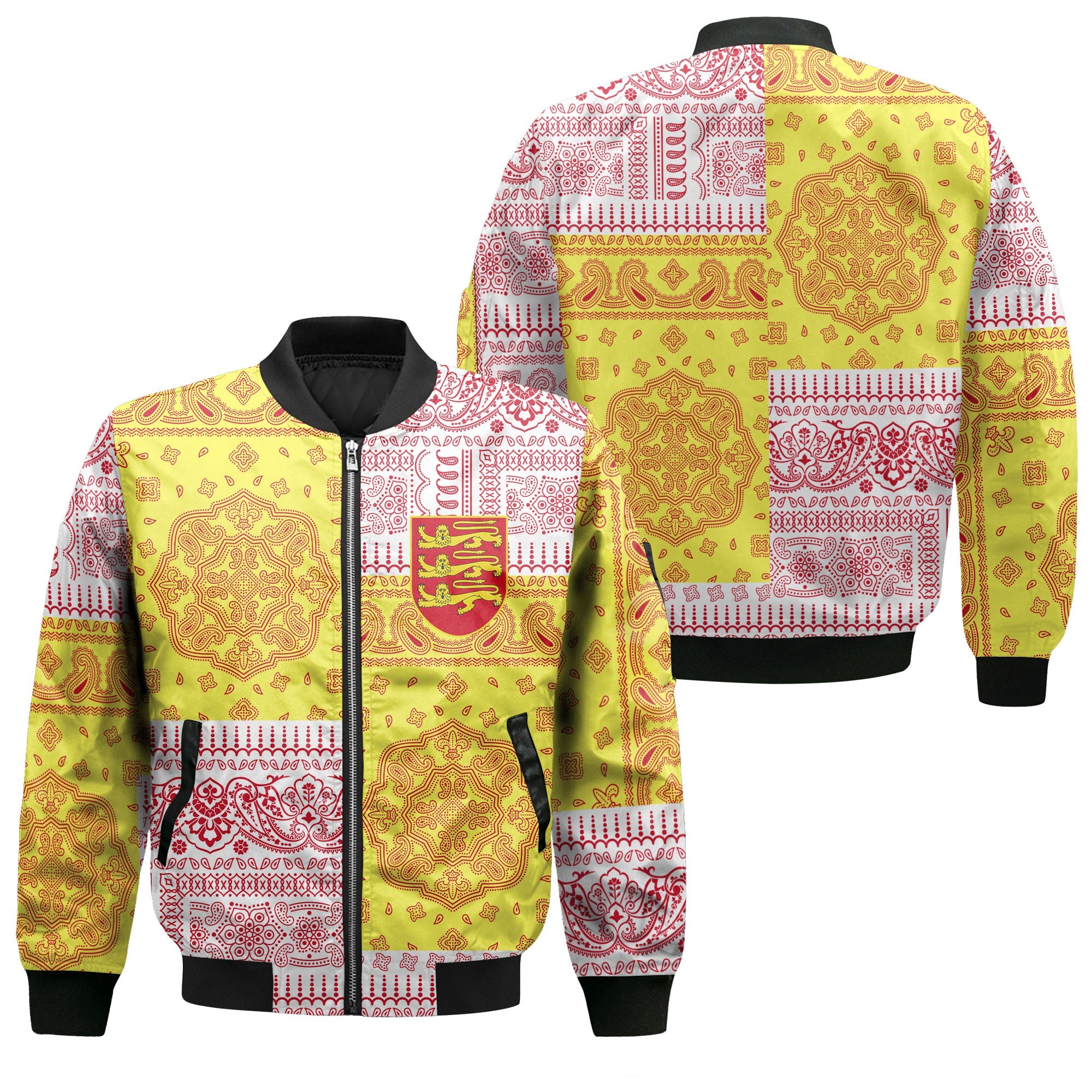 Jersey Bomber Jacket Flag And Paisley Basic Style 1