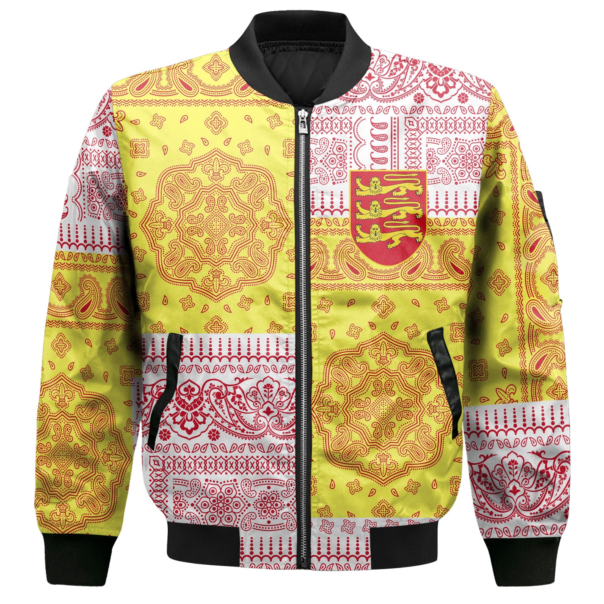 Jersey Bomber Jacket Flag And Paisley Basic Style 2