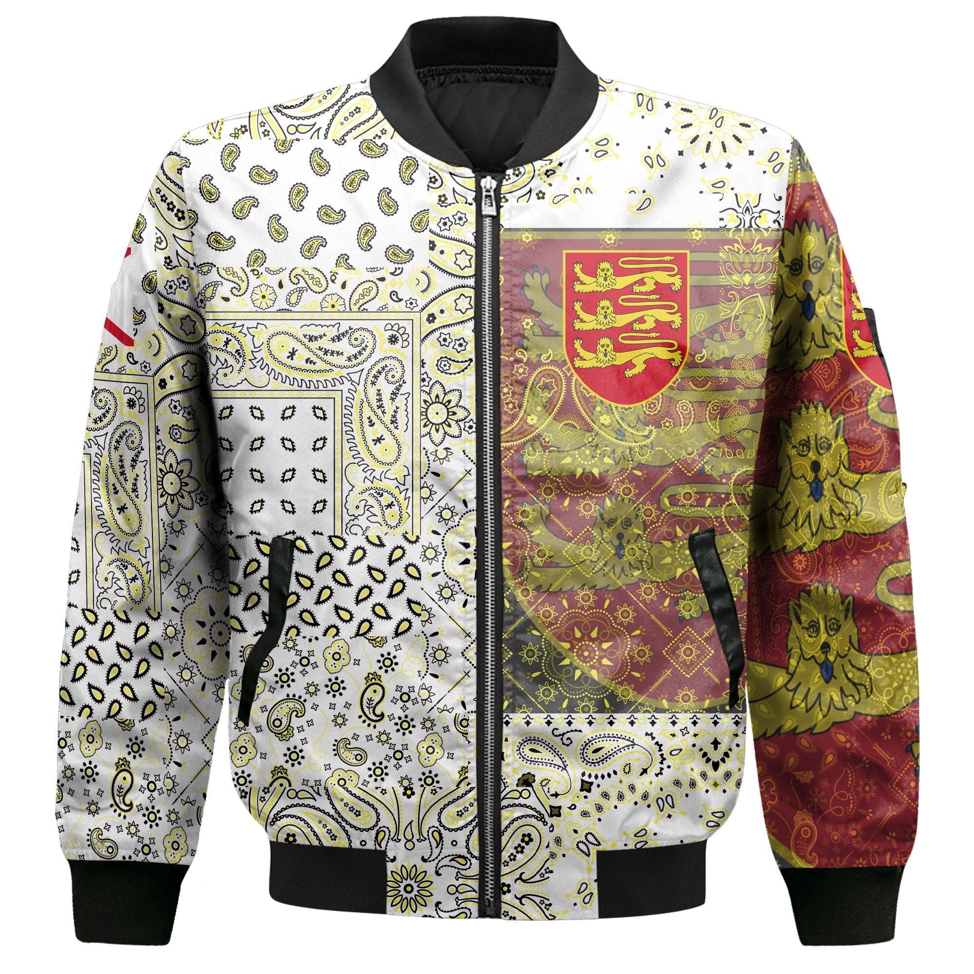 Jersey Bomber Jacket Paisley Flag And Skull Style 2