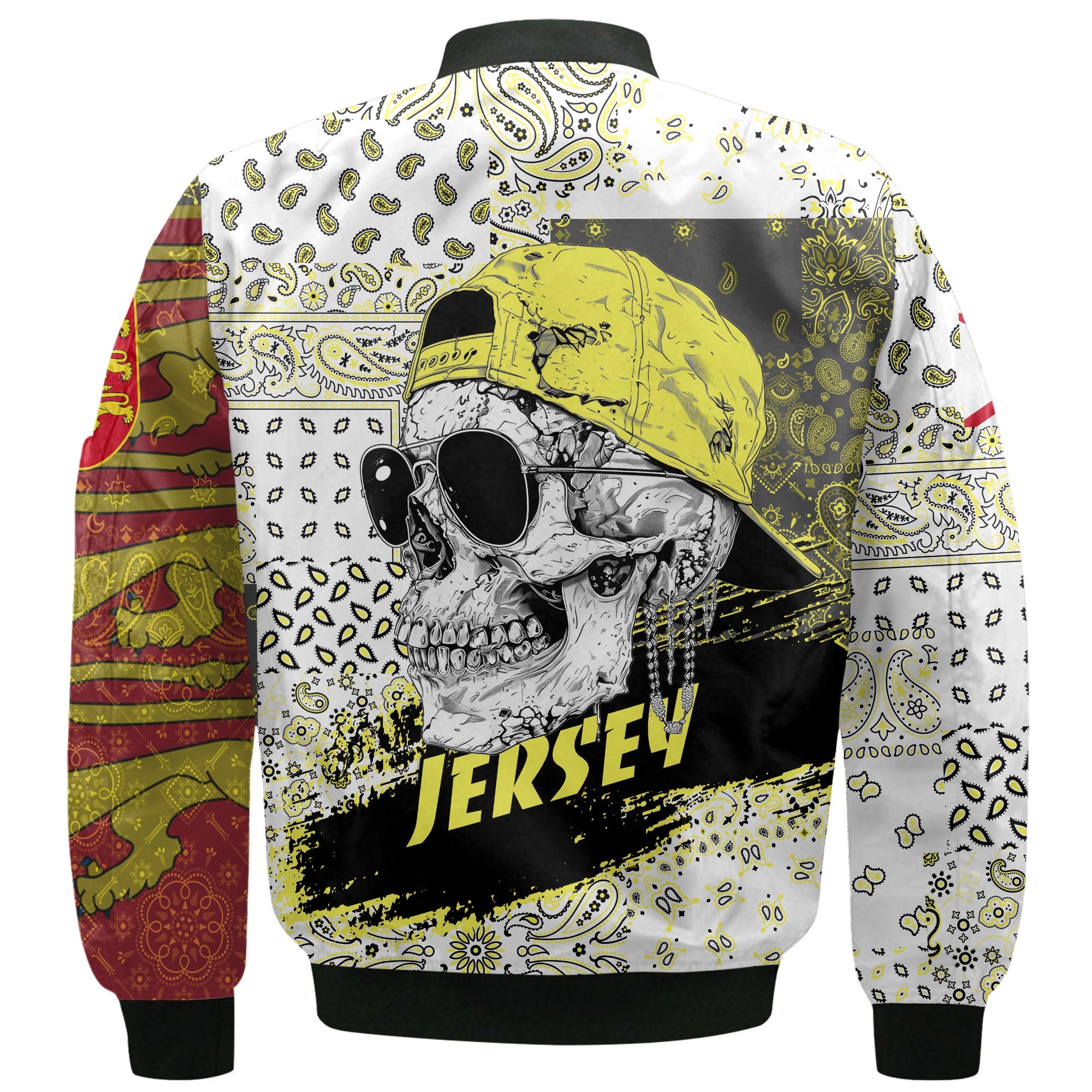 Jersey Bomber Jacket Paisley Flag And Skull Style 3