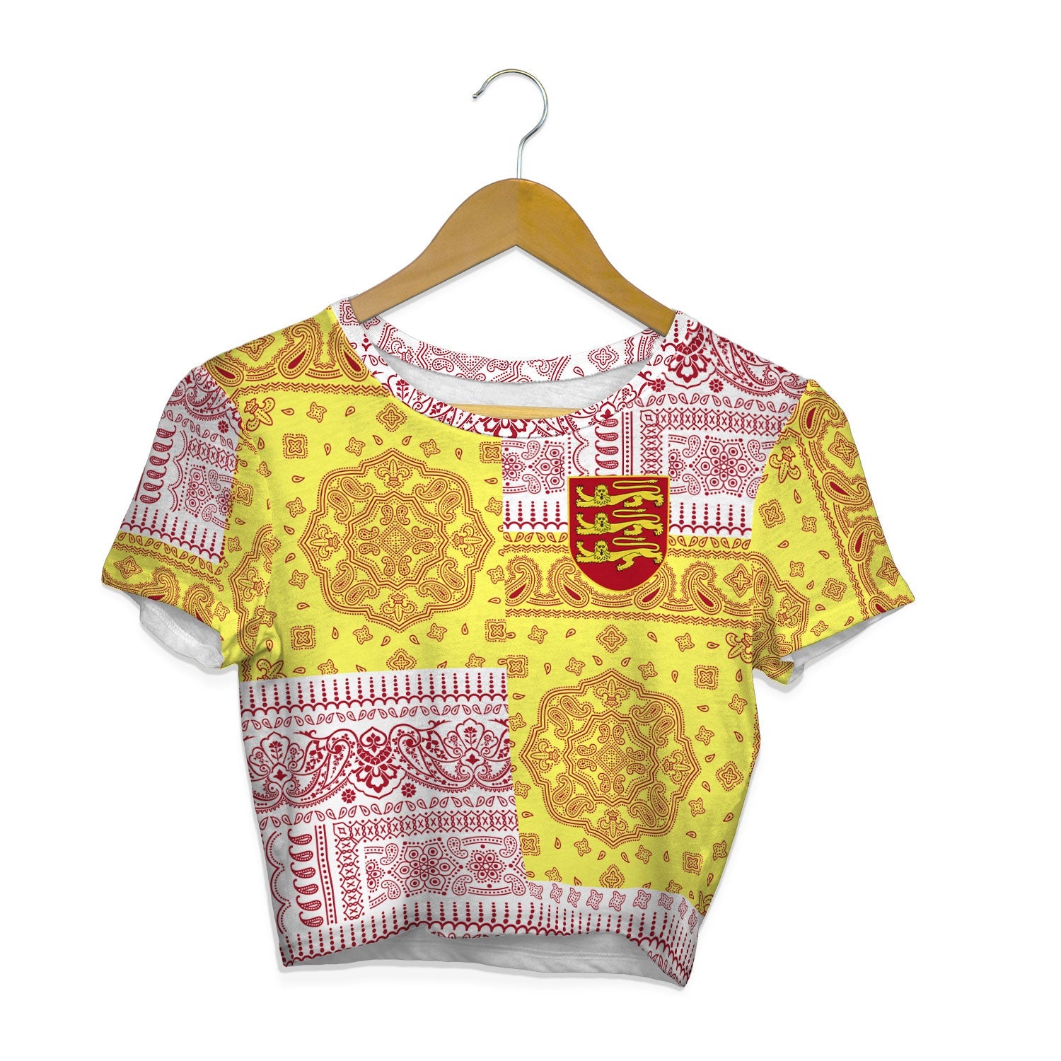 Jersey Croptop T Shirt Flag And Paisley Basic Style 1