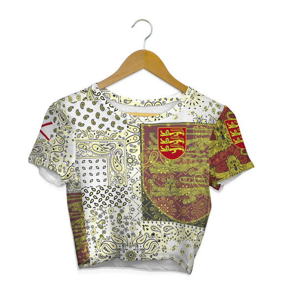 Jersey Croptop T Shirt Paisley Flag And Skull Style 1