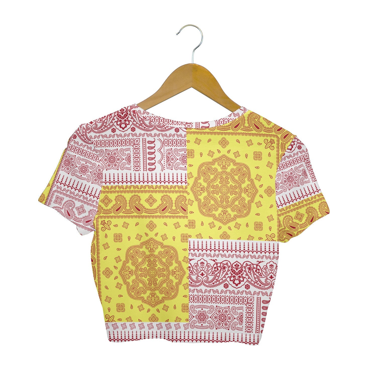 Jersey Croptop T Shirt Flag And Paisley Basic Style 2