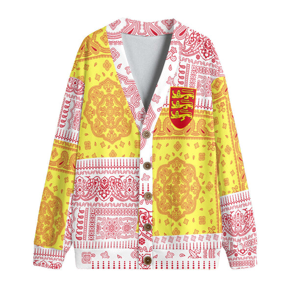 Jersey Fleece Cardigan Flag And Paisley Basic Style 1