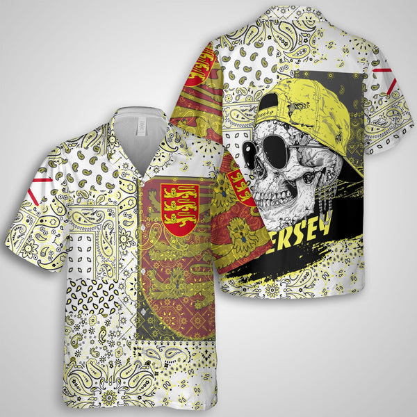 Jersey Hawaiian Shirt Paisley Flag And Skull Style 1