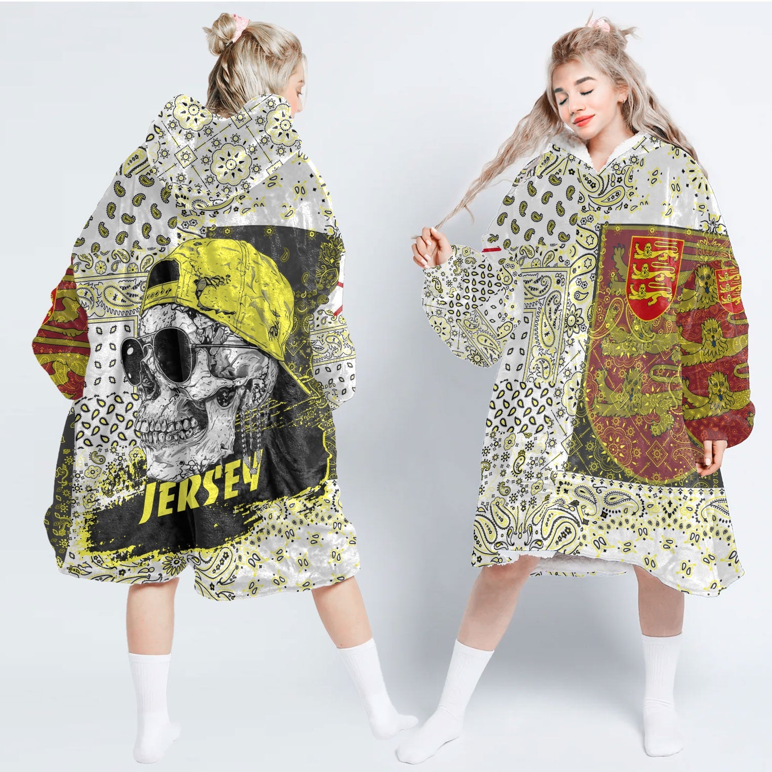 Jersey Hoodie Blanket Paisley Flag And Skull Style 1