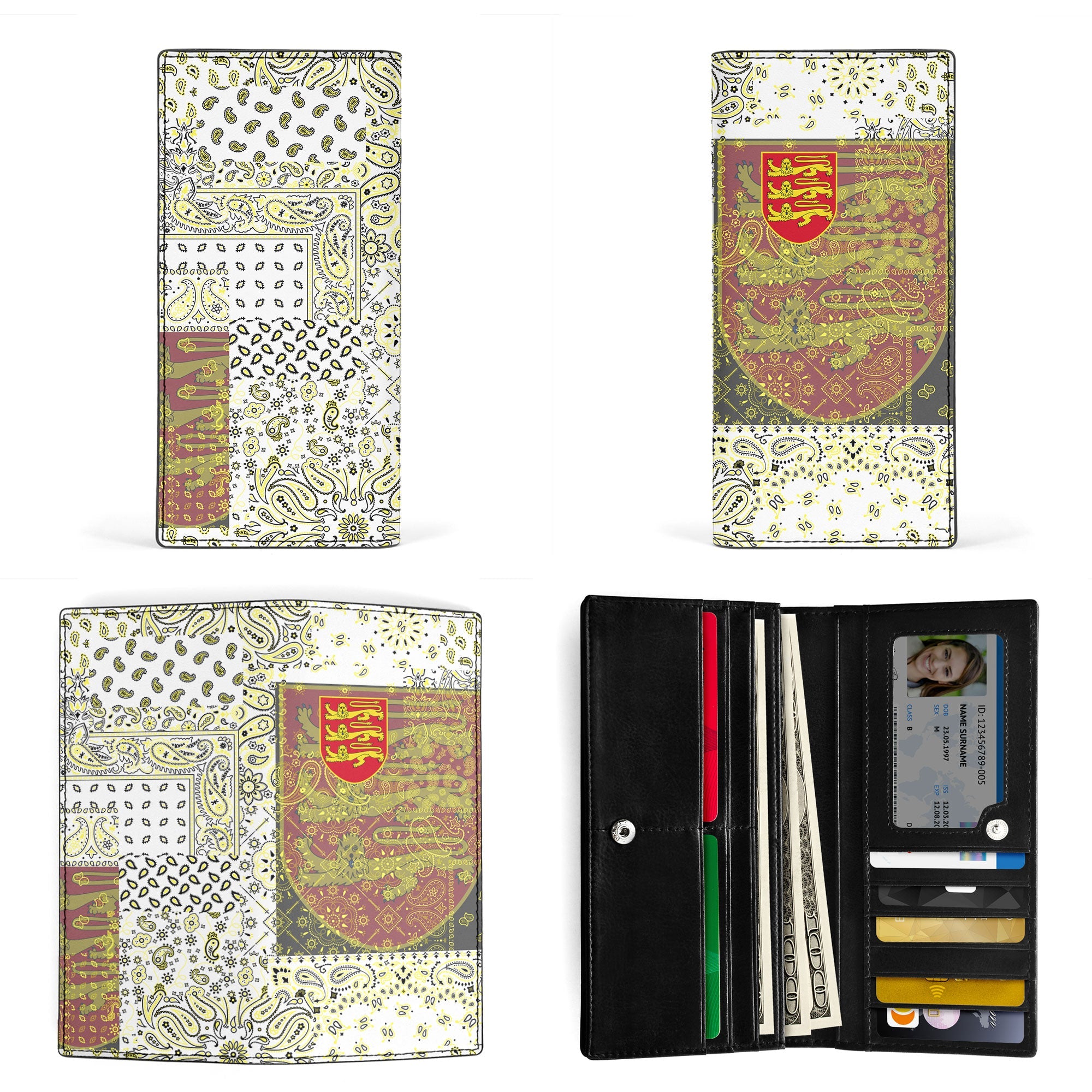 Jersey Leather Wallet Paisley Flag And Skull Style 3