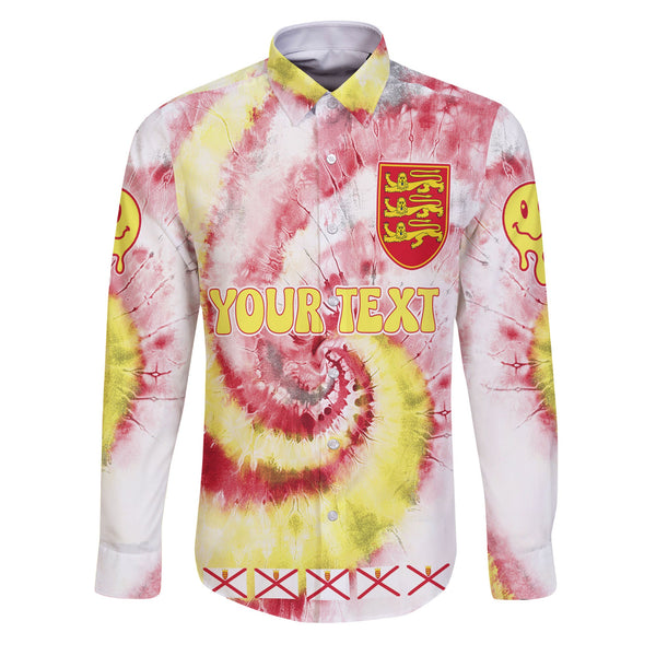 Jersey Long Sleeve Button Shirt Custom Tie Dye Style 1