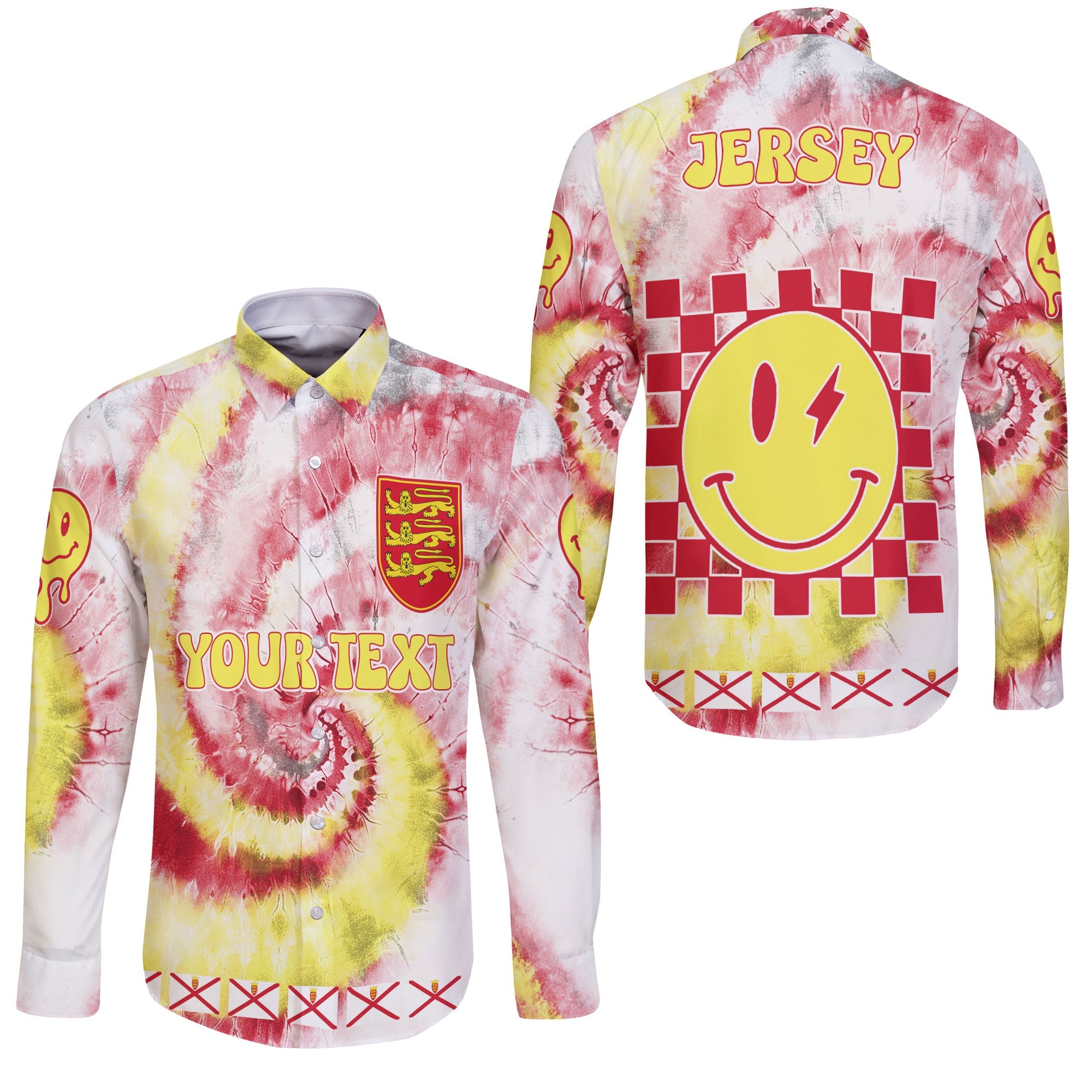 Jersey Long Sleeve Button Shirt Custom Tie Dye Style 3