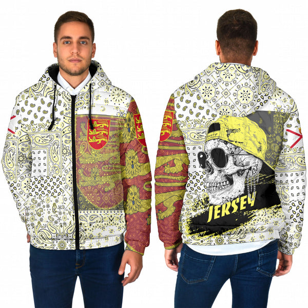 Jersey Men Hooded Padded Jacket Paisley Flag And Skull Style 1