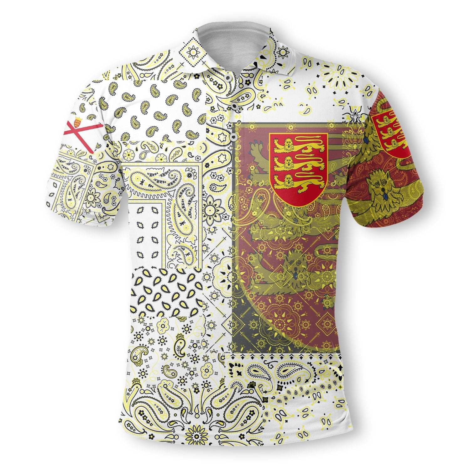 Jersey Polo Shirt Paisley Flag And Skull Style 2