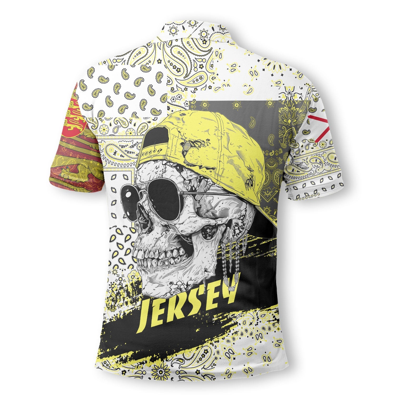 Jersey Polo Shirt Paisley Flag And Skull Style 3