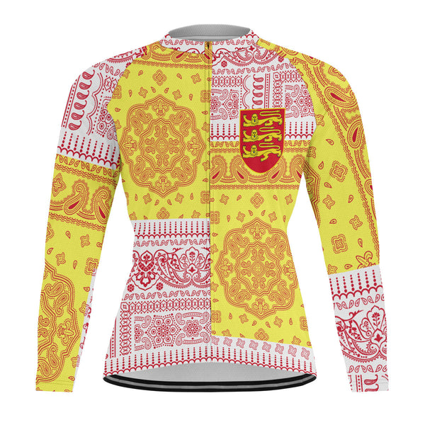 Jersey Raglan Men Cycling Jersey Long Sleeve Flag And Paisley Basic Style 1