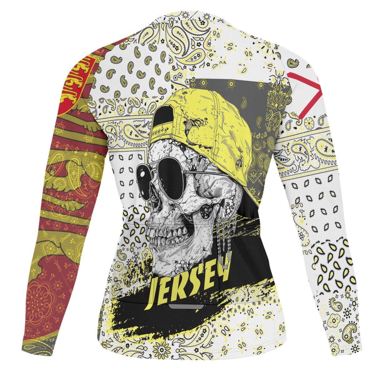 Jersey Raglan Men Cycling Jersey Long Sleeve Paisley Flag And Skull Style 2