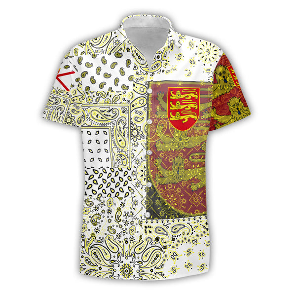 Jersey Short Sleeve Shirt Paisley Flag And Skull Style 1