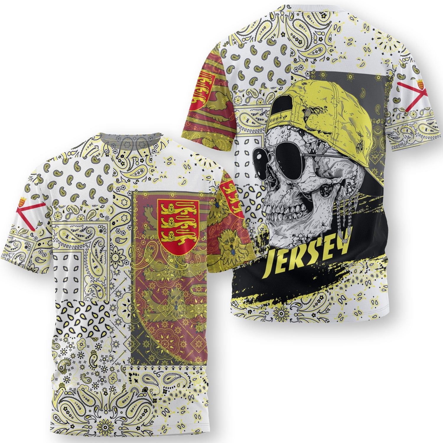 Jersey T Shirt Paisley Flag And Skull Style 3